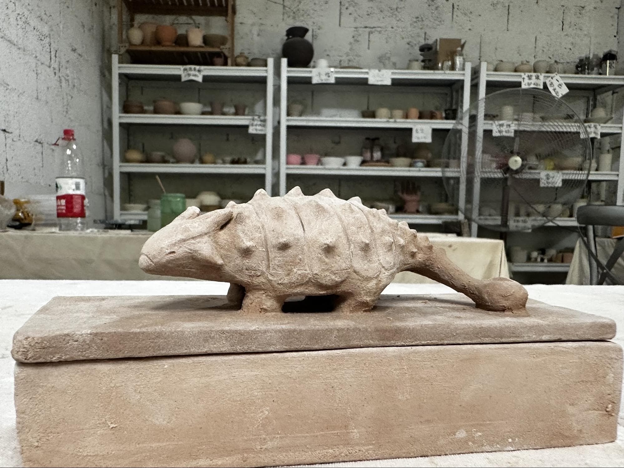 Ankylosaurus Pencil Case · underglaze + airbrushed clear coat — Ceramic work by RuiXuan Xu — Asia Course