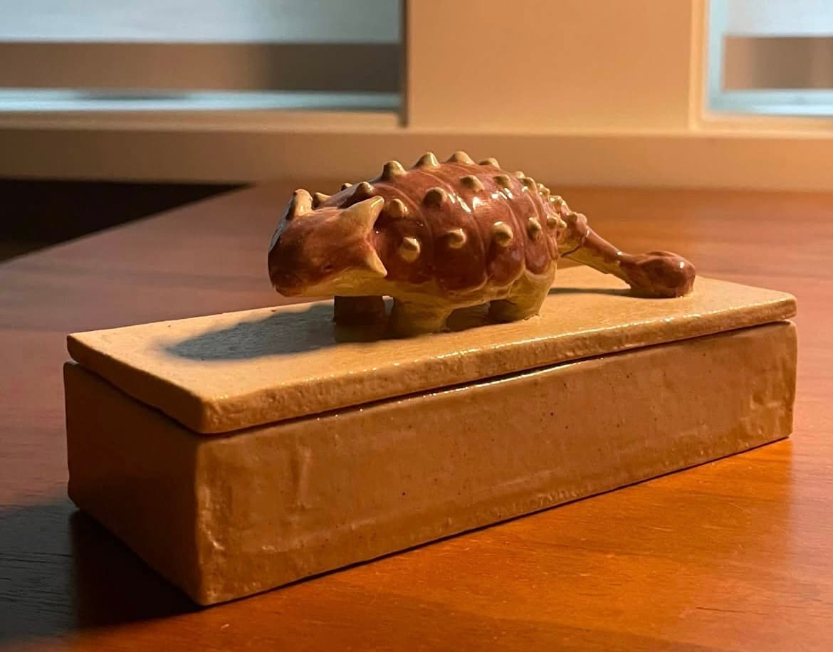 Ankylosaurus Pencil Case · underglaze + airbrushed clear coat — Ceramic work by RuiXuan Xu — Asia Course