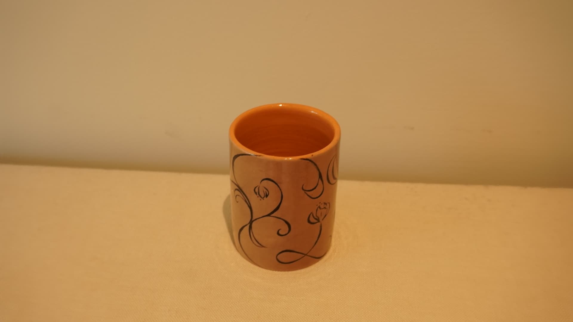 Sgraffito Cup · Spectrum 515 Black Underglaze · Wheel-thrown · carved while leather hard — Ceramic work by RuiXuan Xu — Club