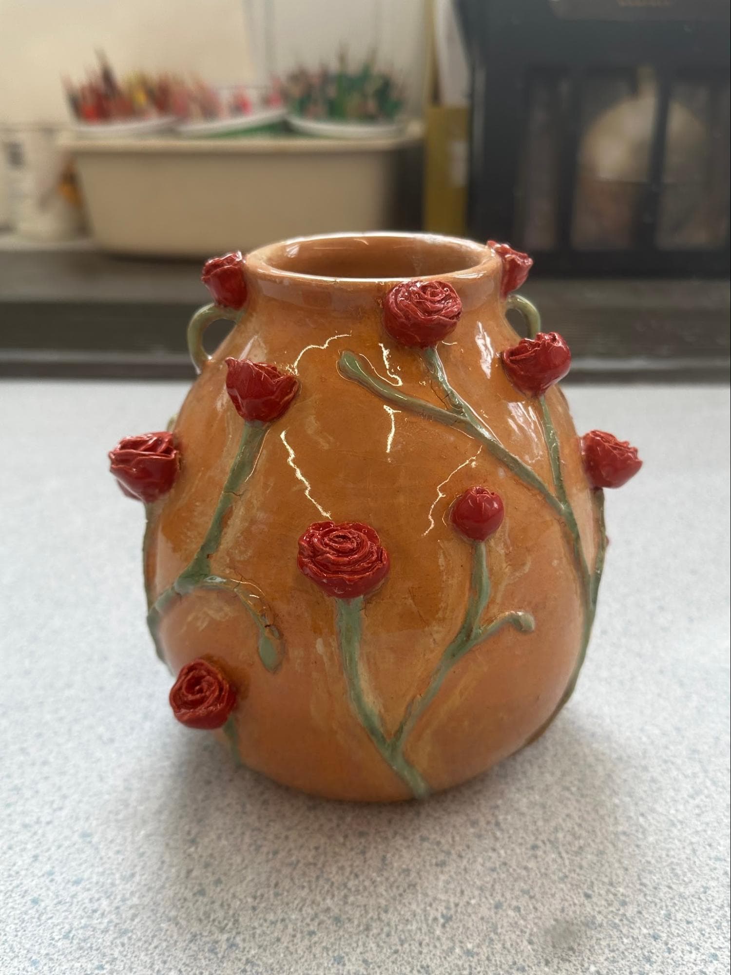 Rose Vessel · Wheeled base · Mayco FN202 Yadro — Ceramic work by RuiXuan Xu — School